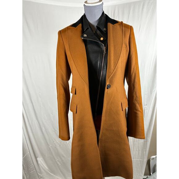 Veronica Beard Size 6 Chesterfield Wool Cashmere Dickey Coat Trench Leather moto - Picture 6 of 14